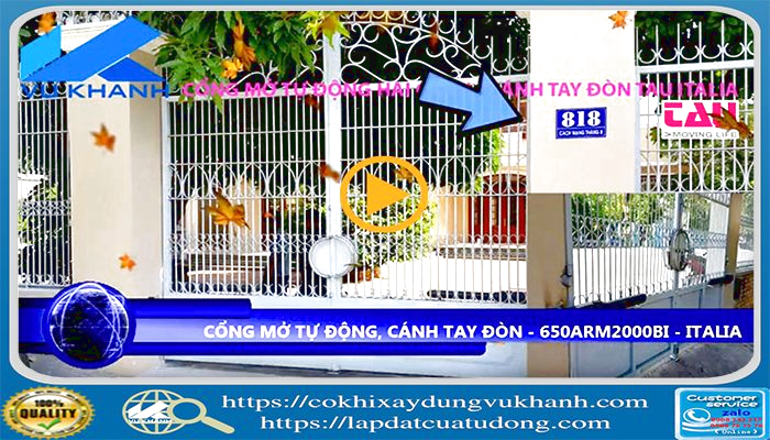 Cổng sắt mở hai cánh tự động cánh tay đòn Ý