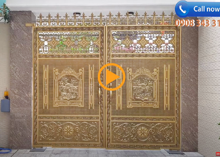 Cổng nhôm đúc mở 2 cánh đẹp - đóng mở tự động tại Vũng Tàu