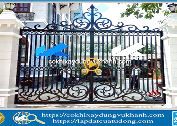 Cửa cổng tự động sắt uốn mỹ nghệ