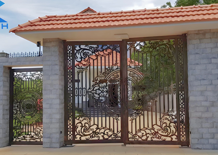 Thi công lắp đặt Cổng hai cánh CNC mở tự động